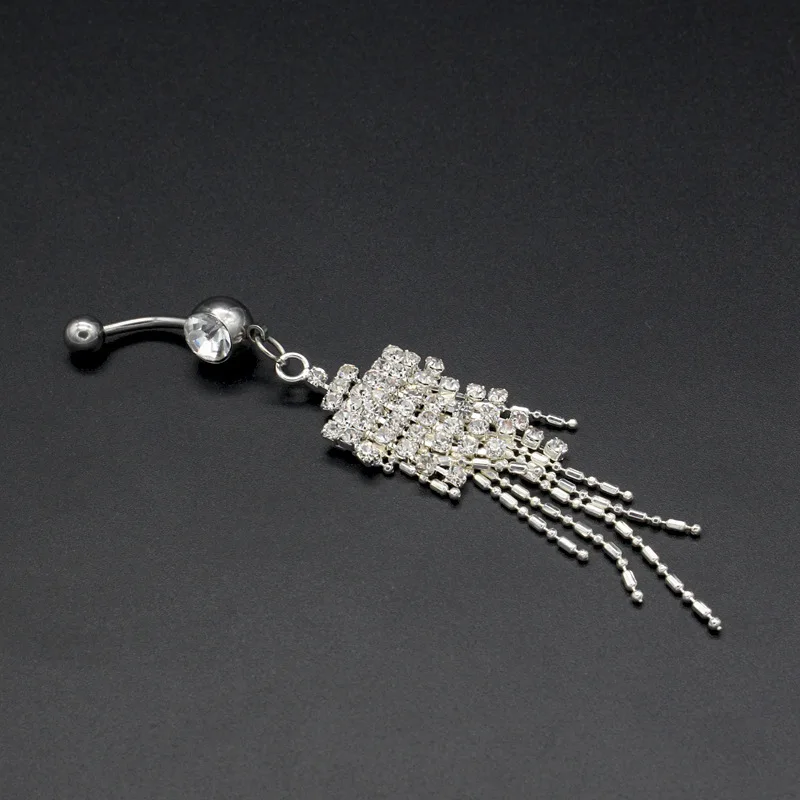 Stylish Silver Plated Crystal Tassel Dangle Navel Belly Button Ring Bar Piercing Rings Body Jewelry
Stylish Silver Plated Crystal Tassel Dangle Navel Belly Button Ring Bar Piercing Rings Body Jewelry