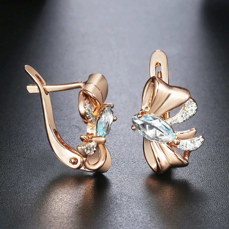 585 Rose Gold Womens Stud Earring Ribbon Bowknot Blue CZ Stud Earrings For Women Dropshipping Jewelry Fashion Gifts DGE252
585 Rose Gold Womens Stud Earring Ribbon Bowknot Blue CZ Stud Earrings For Women Dropshipping Jewelry Fashion Gifts DGE252