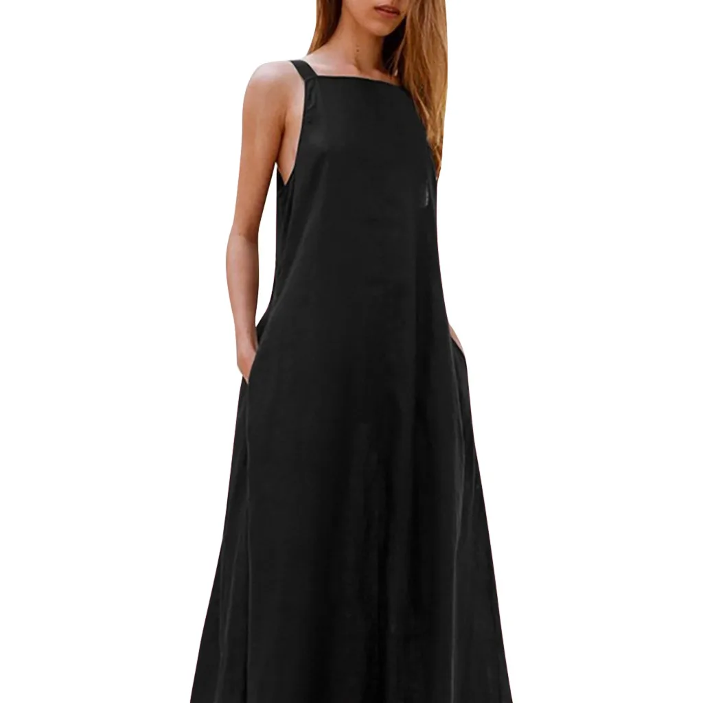 Women Solid Holiday Dresses Sexy Sleeveless Straps Long Dress Summer Style Beach Party Dress Sundress Vestidos 2019 Summer
Women Solid Holiday Dresses Sexy Sleeveless Straps Long Dress Summer Style Beach Party Dress Sundress Vestidos 2019 Summer