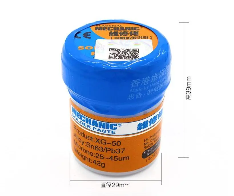 High quality Solder Paste Original HK MECHANIC XG-50 Sn63/Pb37 For soldering iron Hakko 936 Saike 852D Soldering flux
High quality Solder Paste Original HK MECHANIC XG-50 Sn63/Pb37 For soldering iron Hakko 936 Saike 852D Soldering flux