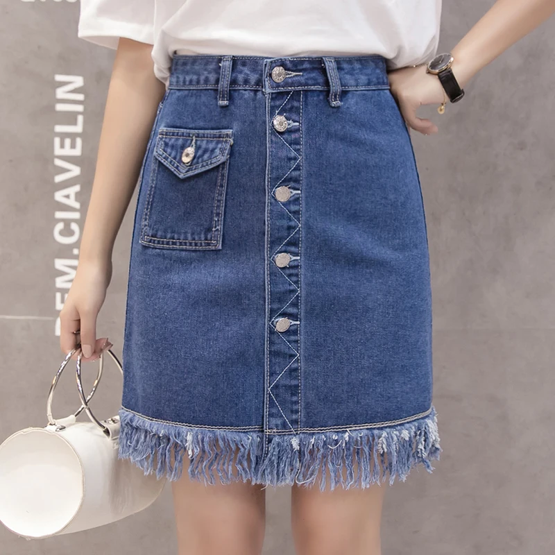 New 2018 Spring Summer Women Mini Denim Skirt High Waist Sexy Tassel A-line Jeans Skirt Elegant Single Breasted Skirts
New 2018 Spring Summer Women Mini Denim Skirt High Waist Sexy Tassel A-line Jeans Skirt Elegant Single Breasted Skirts