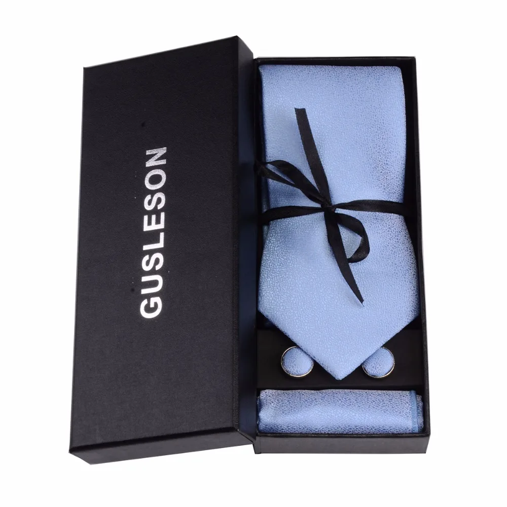 GUSLESON Quality Solid Neck Tie Hanky Cufflinks Set with Gift Box Red Blue Yellow Ties for Men Jacquard Silk Necktie Gravatas
GUSLESON Quality Solid Neck Tie Hanky Cufflinks Set with Gift Box Red Blue Yellow Ties for Men Jacquard Silk Necktie Gravatas
