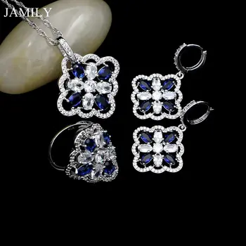 Fashion 925 Silver Necklace/Earrings/Pendant/Ring Jewelry Sets Of Blue Stone And White Cubic Zirconia Party Decoration For Women
Fashion 925 Silver Necklace/Earrings/Pendant/Ring Jewelry Sets Of Blue Stone And White Cubic Zirconia Party Decoration For Women