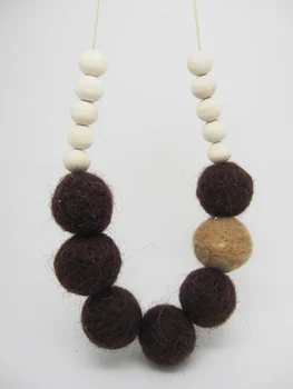 Fade Felt necklace ball light coffee and dark coffee felt ball wooden beaded necklace NW491
Fade Felt necklace ball light coffee and dark coffee felt ball wooden beaded necklace NW491