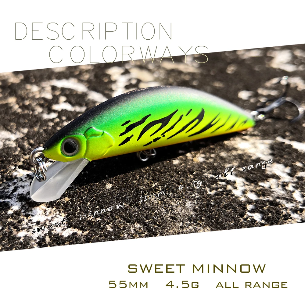 sweet55 Mini Minnow small Fishing Slowly Sinking deep Lures Hard Wobbler 5.5cm 4.5g artificial baits for perch trout Pesca
sweet55 Mini Minnow small Fishing Slowly Sinking deep Lures Hard Wobbler 5.5cm 4.5g artificial baits for perch trout Pesca