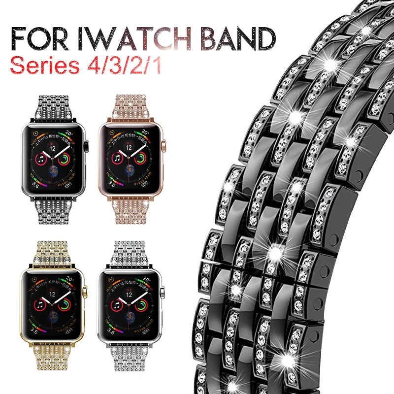 

Laforuta Metal Bracelet for Apple Watch Band 38mm 40mm iWatch Bling Strap 42mm 44mm Women Luxury Wristband for Series 4 3 2 1