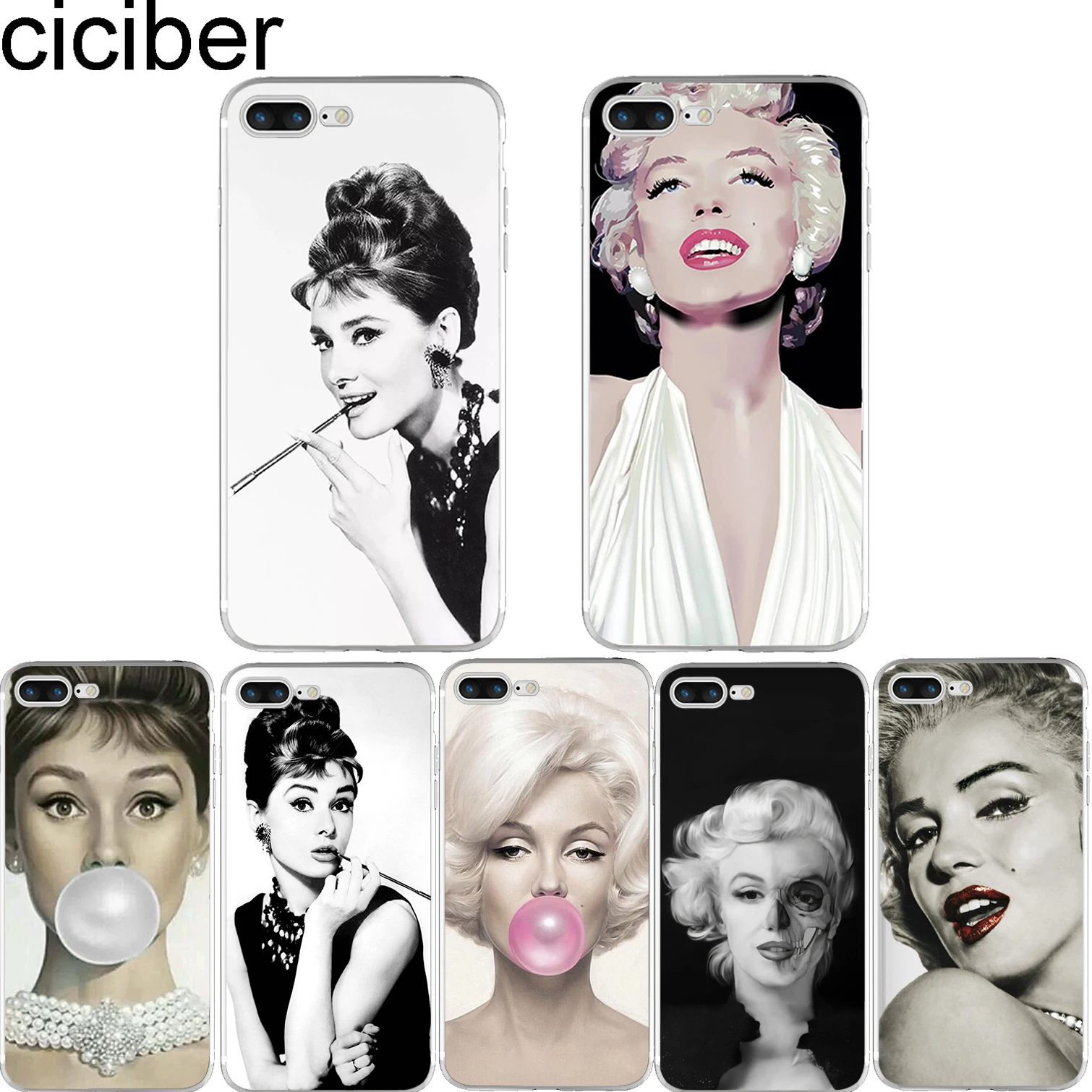 ciciber Marilyn Monroe Audrey Hepburn Soft TPU Phone Cases Cover for iphone 11 Pro Max 7 6 6S 8 Plus 5S SE X XR XS MAX Coque
ciciber Marilyn Monroe Audrey Hepburn Soft TPU Phone Cases Cover for iphone 11 Pro Max 7 6 6S 8 Plus 5S SE X XR XS MAX Coque