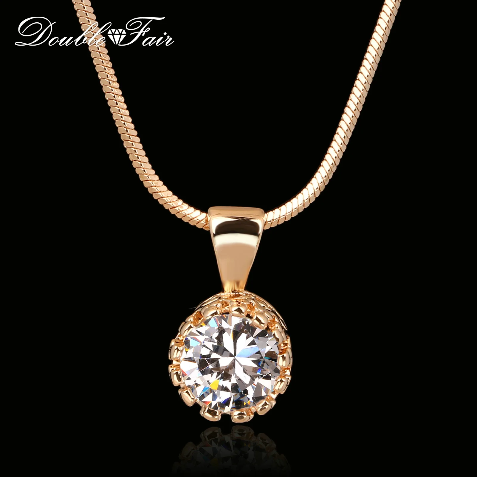 Image Vintage Crown CZ Diamond Necklaces   Pendants Gold Plated Fashion Brand Jewelry Jewellery For Women Chains Accessiories DFN390