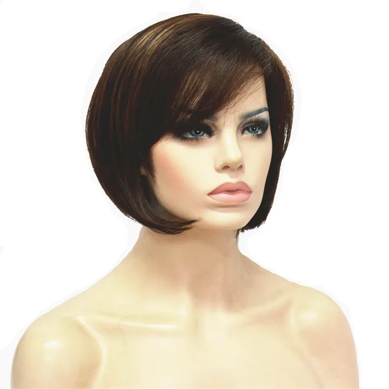 Strongbeauty Women S Bob Style Short Straight Hair Wig Brown With