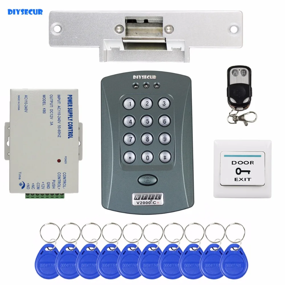DIYSECUR Remote Control ID Card Reader Password Keypad Access Control System Security Kit + Strike Lock V2000-C
DIYSECUR Remote Control ID Card Reader Password Keypad Access Control System Security Kit + Strike Lock V2000-C