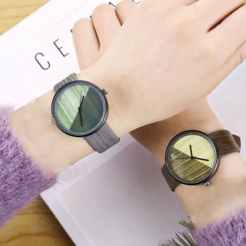 Women's Watches Wood Grain Creative Young Men Women Half Color Quartz Lovers Watches Couple Watch 4 Colors Available 2019
Women's Watches Wood Grain Creative Young Men Women Half Color Quartz Lovers Watches Couple Watch 4 Colors Available 2019