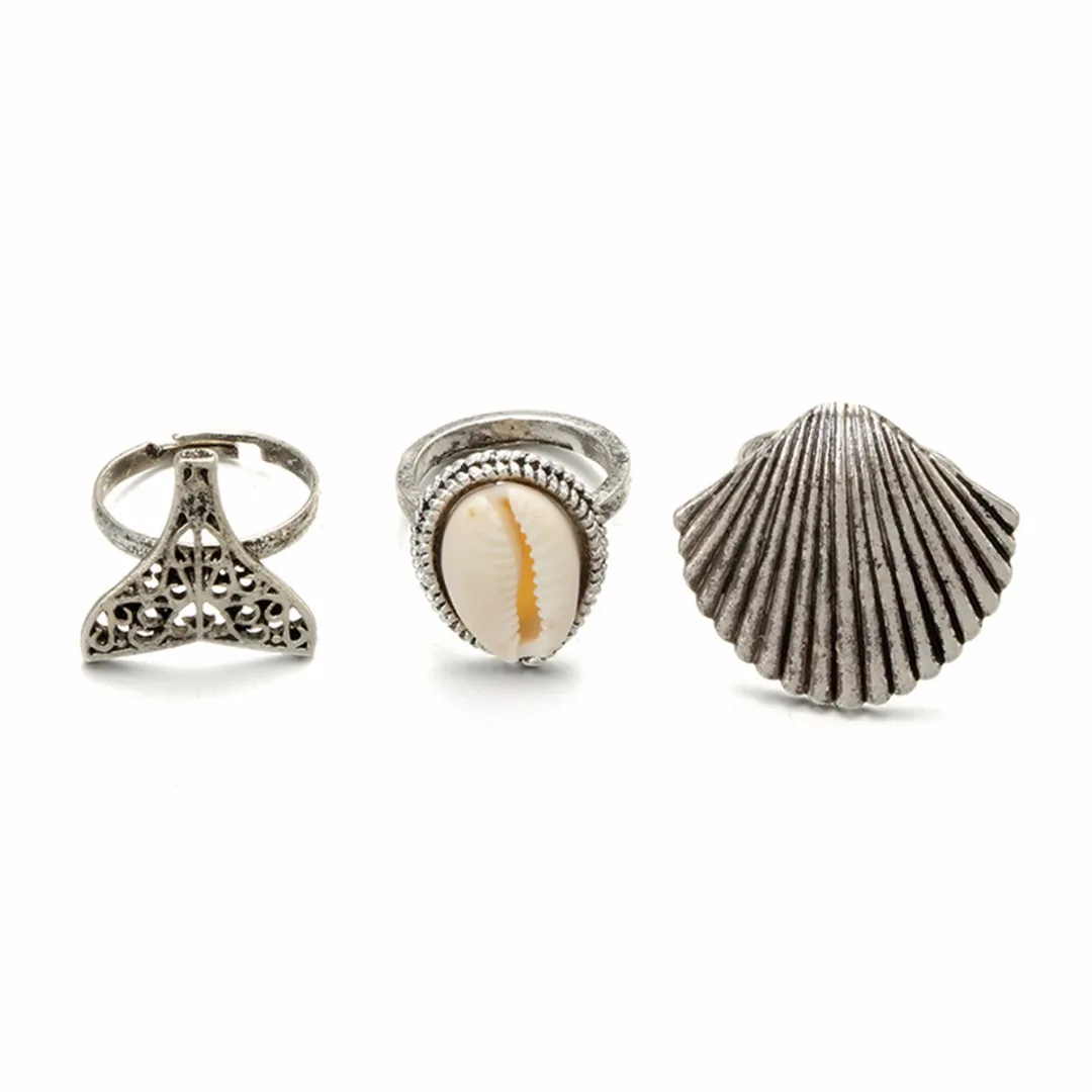 Boho Summer Beach Rings Bague Femme 3pcs/Set Vintage Carved Sea Shell Above Knuckle Finger Ring Set Fashion Jewelry Gift 
Boho Summer Beach Rings Bague Femme 3pcs/Set Vintage Carved Sea Shell Above Knuckle Finger Ring Set Fashion Jewelry Gift