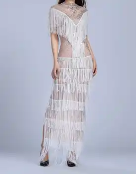 High Quality Sexy Women Mantual Beading Tassel Hollow Out Long Dress Party Dress Costumes
High Quality Sexy Women Mantual Beading Tassel Hollow Out Long Dress Party Dress Costumes