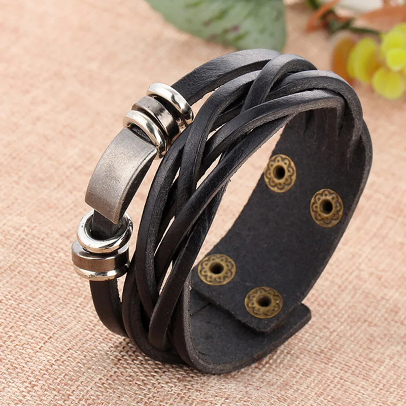 Punk Style Leather Muti-layers Metal Steel Studded Surfer Men Charm Buckle Barcelet Wrap Wristband Cuff Bracelet for Men
Punk Style Leather Muti-layers Metal Steel Studded Surfer Men Charm Buckle Barcelet Wrap Wristband Cuff Bracelet for Men