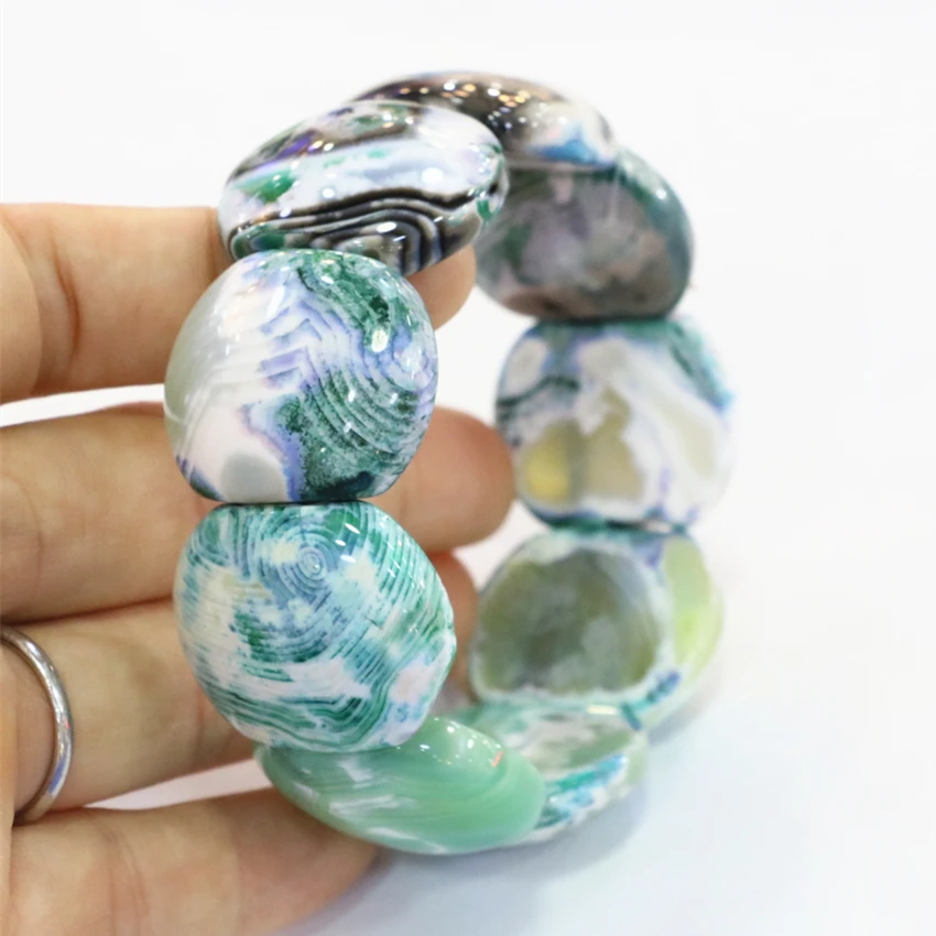 Fashion Natural Stone Green Fire Agates 24x28mm Geometry Beads Bracelet Genuine Bangle For Women Manual Bracelets 7.5inch B3266
Fashion Natural Stone Green Fire Agates 24x28mm Geometry Beads Bracelet Genuine Bangle For Women Manual Bracelets 7.5inch B3266