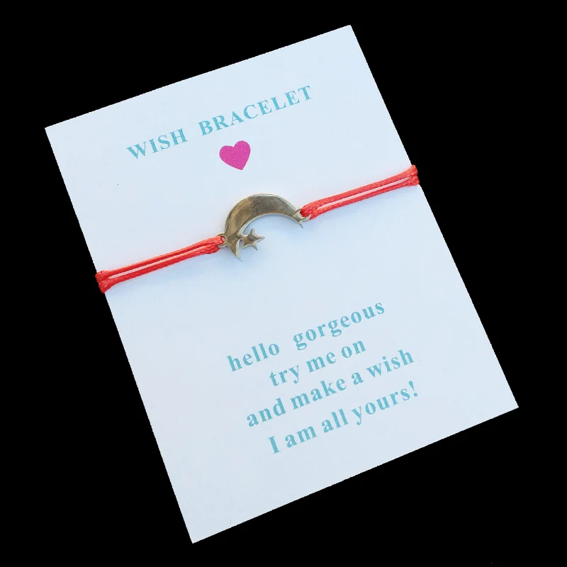 Wish Card Bracelet Moon Star Stainless Steel Charm Cord Bracelet Adjustable Friendship String Lucky Bracelet For Women Girls
Wish Card Bracelet Moon Star Stainless Steel Charm Cord Bracelet Adjustable Friendship String Lucky Bracelet For Women Girls