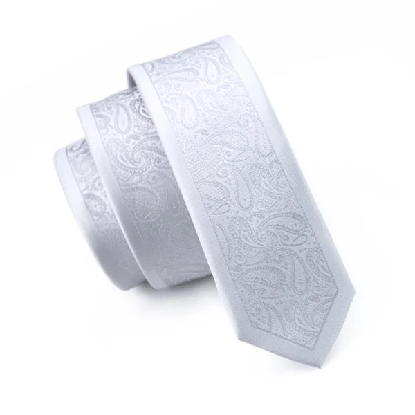 BL-214 Classic Silver Paisley Skinny Tie Slim Neckwear 5.5cm Casual Tie 100% Silk Casual Classic For Men Wedding Party Business
BL-214 Classic Silver Paisley Skinny Tie Slim Neckwear 5.5cm Casual Tie 100% Silk Casual Classic For Men Wedding Party Business