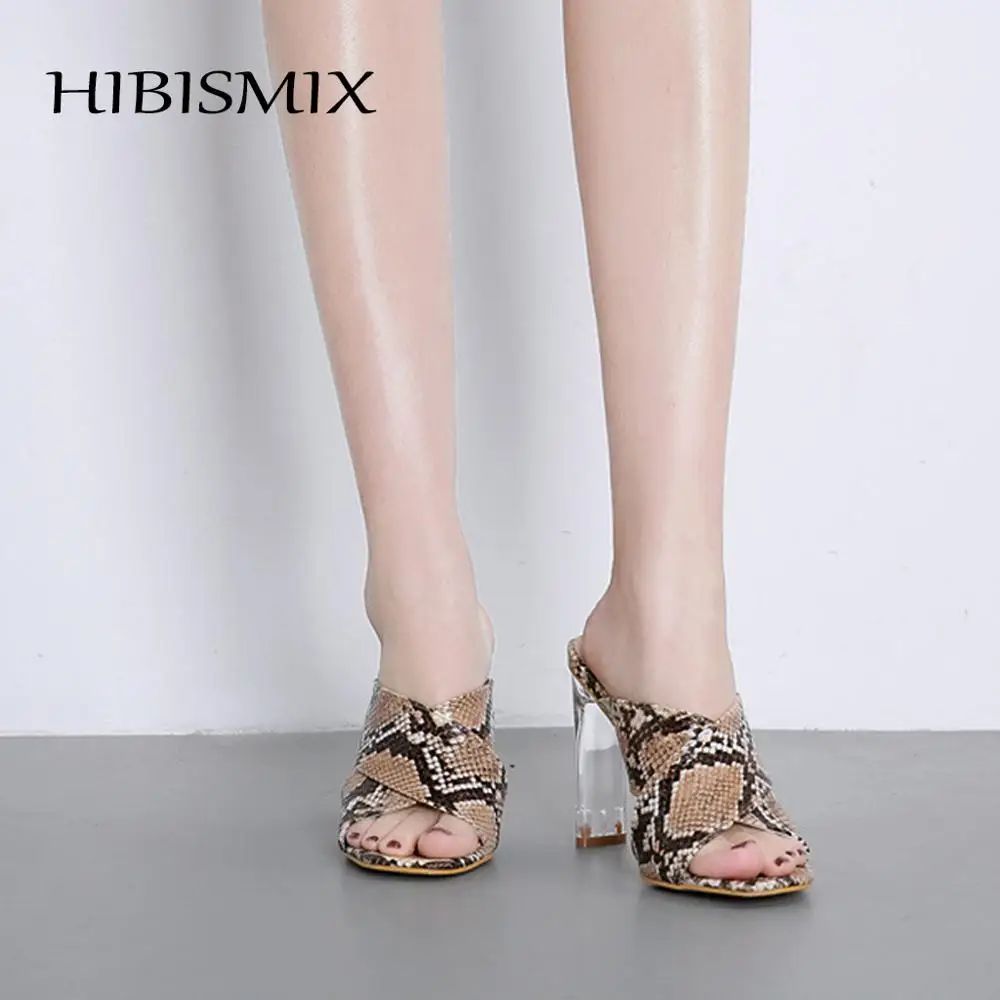 HIBISMIX Fashion Women's Snake Slippers Transparent High Heels Slides Woman Plus Size Open Toe Mules 2291
HIBISMIX Fashion Women's Snake Slippers Transparent High Heels Slides Woman Plus Size Open Toe Mules 2291