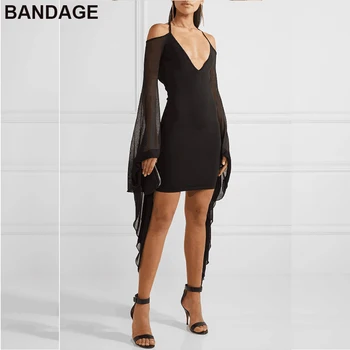 2019 High Quality Women Couture Party Clubwear Cold Shoulder Sexy Chiffon Sleeves Premium Rayon Bandage Mini Black Halter Dress
2019 High Quality Women Couture Party Clubwear Cold Shoulder Sexy Chiffon Sleeves Premium Rayon Bandage Mini Black Halter Dress