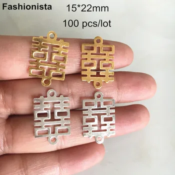 100 pcs Chinese Character Connector 15*22mm Metal Filigree Connector,DIY Jewelry Crafts Findings,Gold-color,Silver-color
100 pcs Chinese Character Connector 15*22mm Metal Filigree Connector,DIY Jewelry Crafts Findings,Gold-color,Silver-color