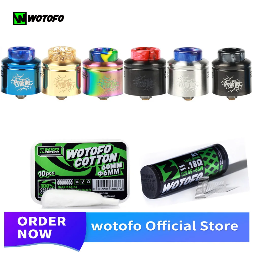 Original Wotofo Profile RDA Atomizer With Cotton and Mesh Vape Tank Vaporizer Rebuilding Dripping RDA 510 Vape elektronik sigara
Original Wotofo Profile RDA Atomizer With Cotton and Mesh Vape Tank Vaporizer Rebuilding Dripping RDA 510 Vape elektronik sigara