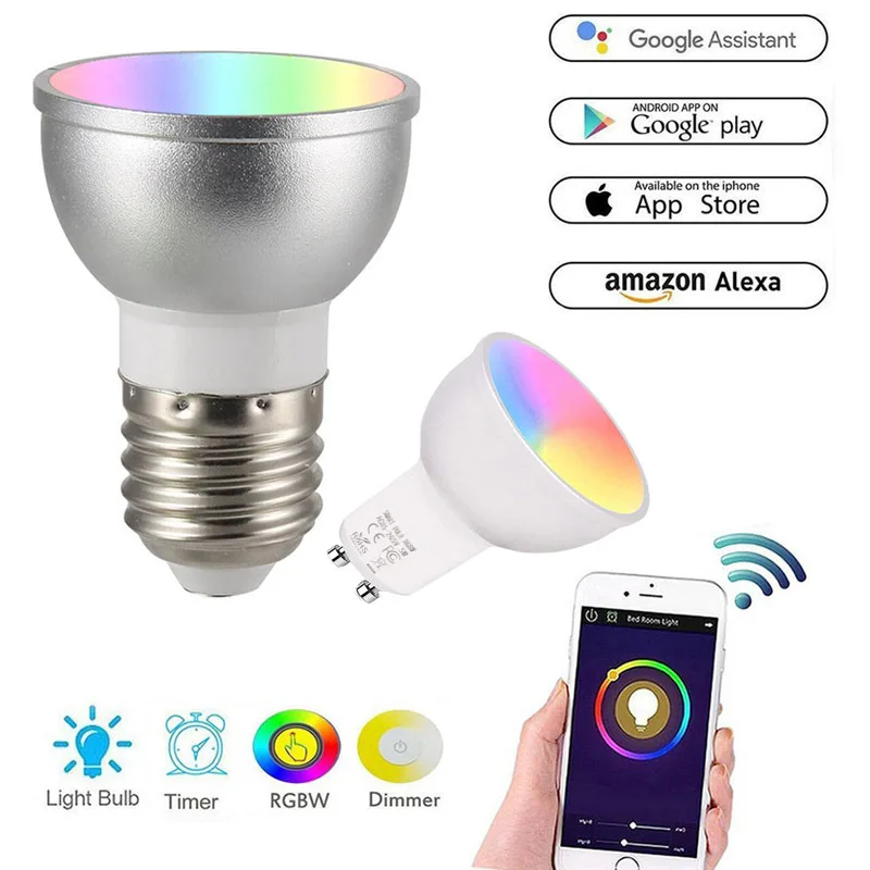 Smart Home LED Light Bulb E27/GU10/GU5.3 RGBW WiFi Dimmable Lamp Compatible with Alexa Google Home Assistant APP Remote Control
Smart Home LED Light Bulb E27/GU10/GU5.3 RGBW WiFi Dimmable Lamp Compatible with Alexa Google Home Assistant APP Remote Control