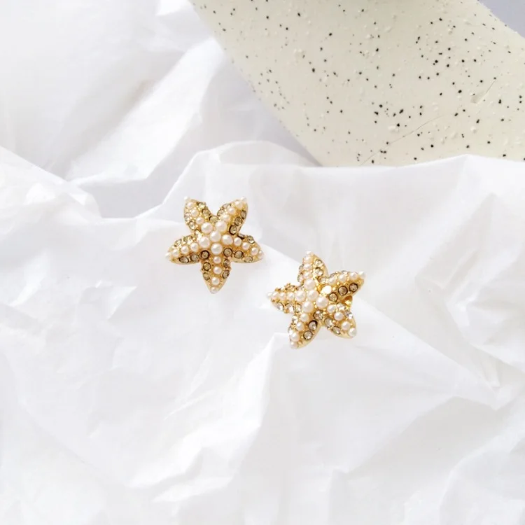 Beautiful Simulated-pearls Starfish Non Pierced Earrings Shiny Rhinestone Star Clips Earrings
Beautiful Simulated-pearls Starfish Non Pierced Earrings Shiny Rhinestone Star Clips Earrings