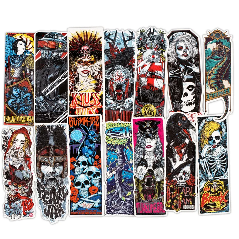 29PCS Gothic Terror Rock Stickers Skeleton Dark pattern Sticker For Skateboard Guitar Luggage Motorcycle Car Laptop Sticker (4)