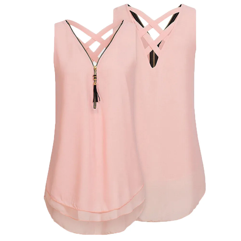 Women Sexy V Neck Zipper Loose Sleeveless Tank Top Cross Back Hem Layed Plus Size S-5XL T Shirts Tops
Women Sexy V Neck Zipper Loose Sleeveless Tank Top Cross Back Hem Layed Plus Size S-5XL T Shirts Tops