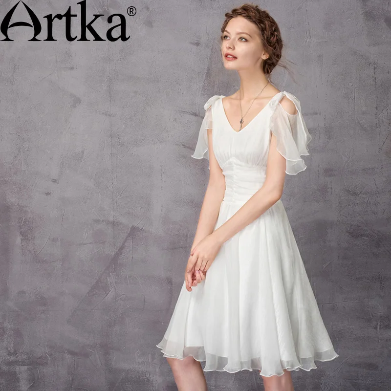 Artka 2017 Spring& Summer Chiffon Lotus Leaf Sleeves butterfly shape V neck Snow White Elegant dress LA11570X
Artka 2017 Spring& Summer Chiffon Lotus Leaf Sleeves butterfly shape V neck Snow White Elegant dress LA11570X