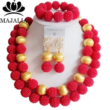Fashion nigerian wedding african beads jewelry Set red plastic beads necklace bracelet earrings jewelry set VV-005
Fashion nigerian wedding african beads jewelry Set red plastic beads necklace bracelet earrings jewelry set VV-005