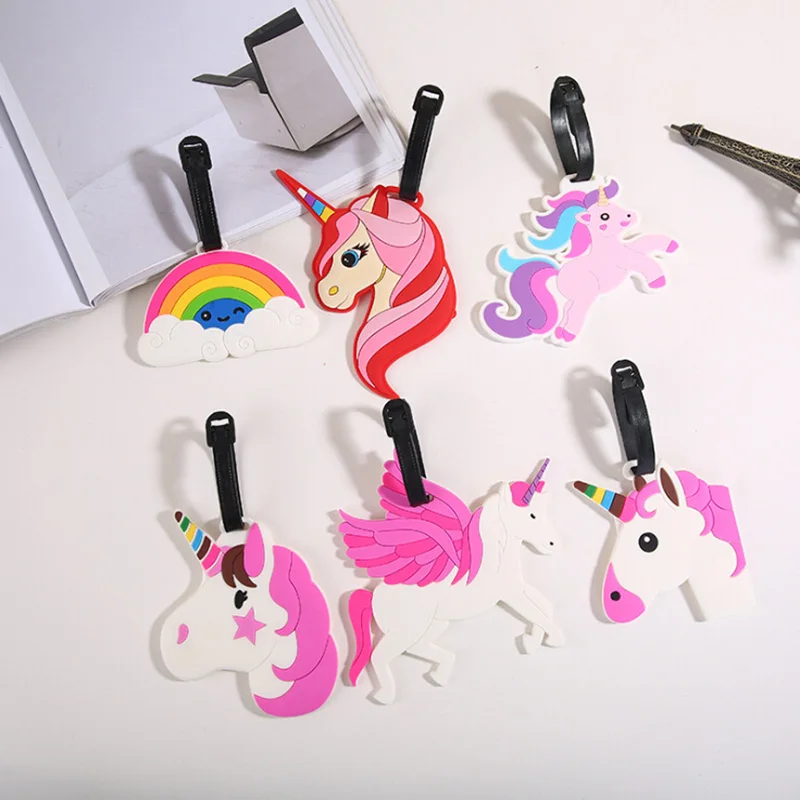 Creative Luggage Tag Animal Unicorn Rainbow Cartoon Silica Gel Suitcase ID Address Holder Baggage Boarding Tags Portable Label
Creative Luggage Tag Animal Unicorn Rainbow Cartoon Silica Gel Suitcase ID Address Holder Baggage Boarding Tags Portable Label
