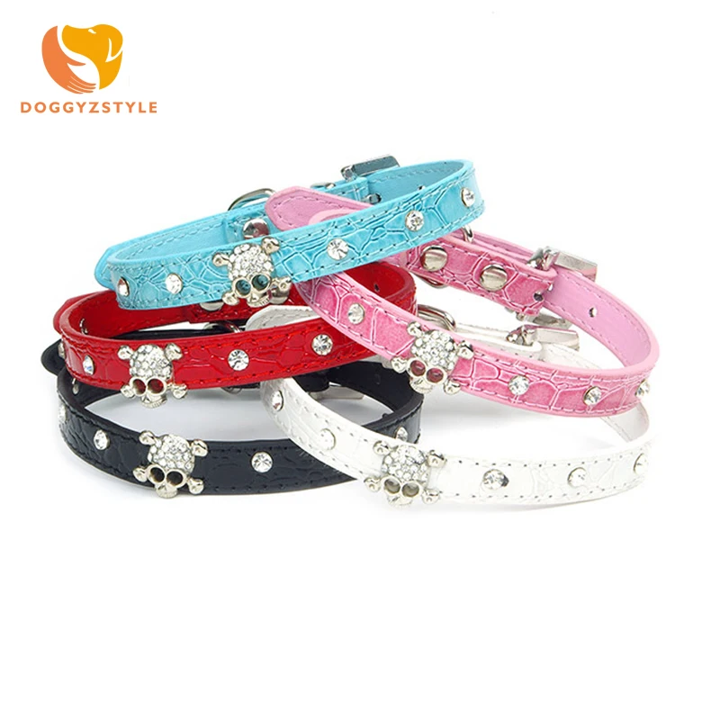 PU Leather Dog Collar Rhinestone Puppy Buckle Puppy Pet Collars Led Small Dog Collars With Skull Pet Accessories DOGGYZSTYLE
PU Leather Dog Collar Rhinestone Puppy Buckle Puppy Pet Collars Led Small Dog Collars With Skull Pet Accessories DOGGYZSTYLE