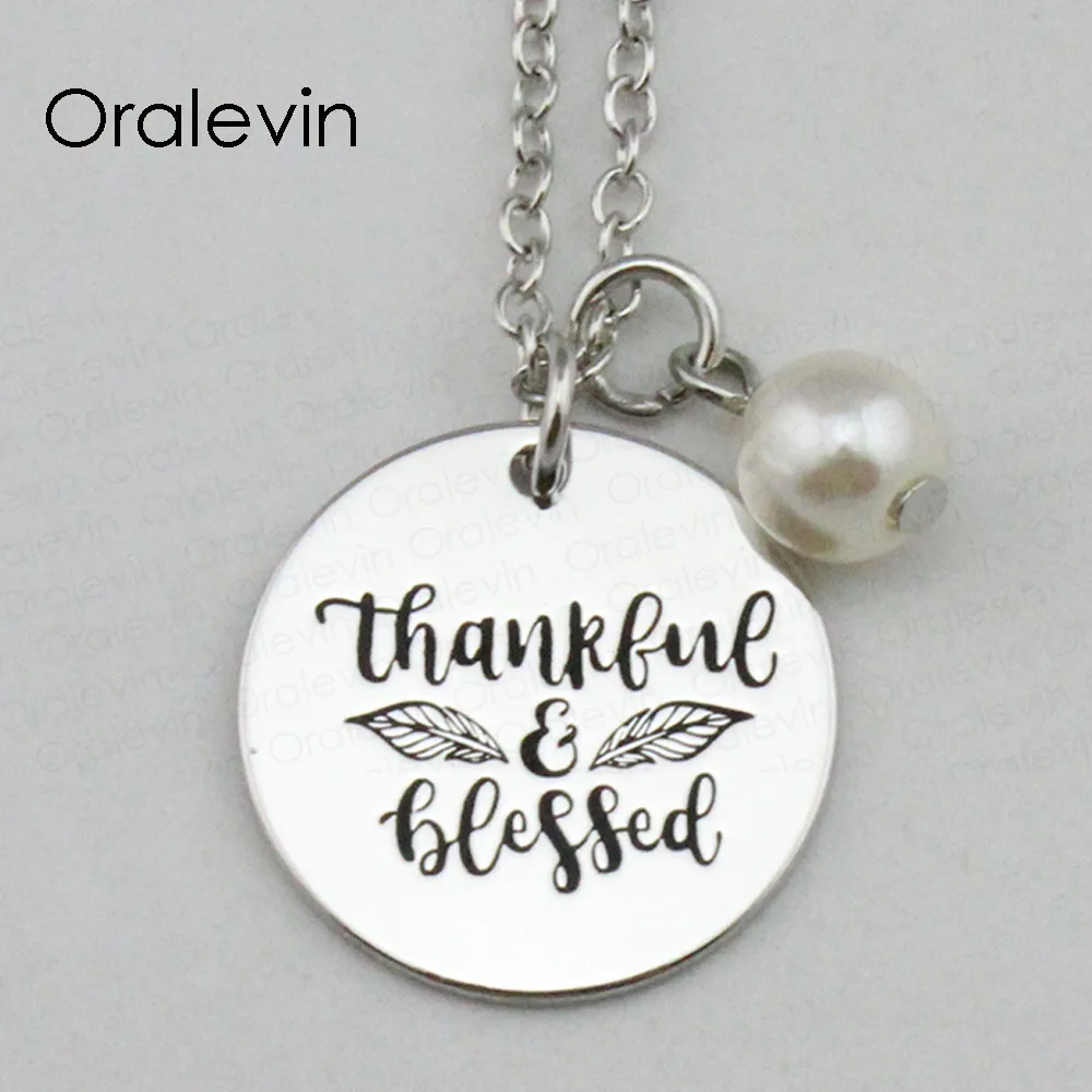 Фото Metal Stamping Ideas THANKFUL BLESSED Inspirational Hand Stamped Engraved Charm Pendant Necklace Gift Jewelry #LN2315 | Украшения и