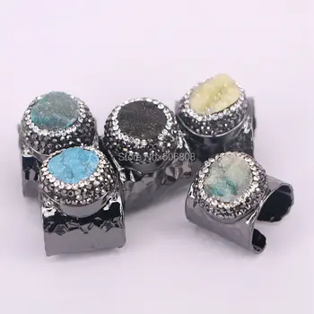 10PCS Natural bang ring pave cz around natural quartz stone ring adjustable gunmetal black fashion rings ZYZ160-8688
10PCS Natural bang ring pave cz around natural quartz stone ring adjustable gunmetal black fashion rings ZYZ160-8688
