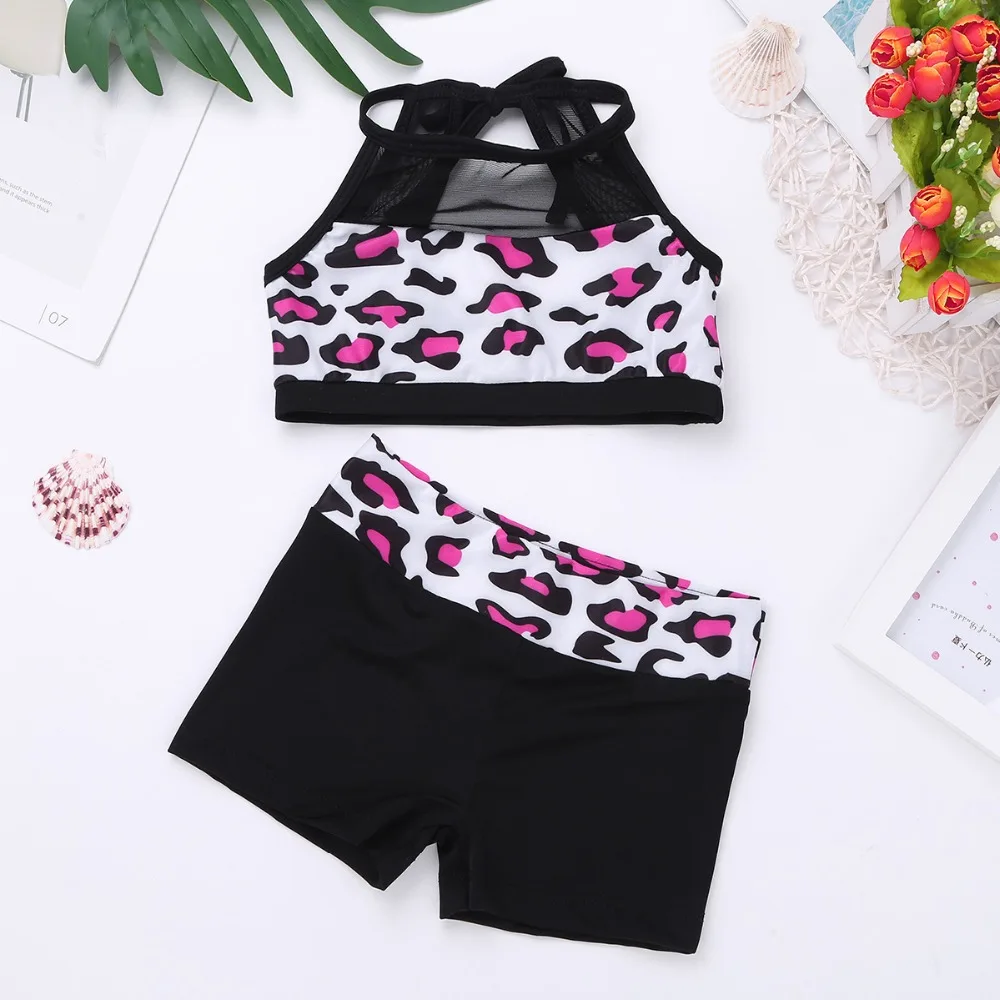 2Pcs Kids Girls Tankini Outfit Dancewear Leopard Sleeveless Mesh Splice Straps Tank Top with Bottoms Swimwear Workout Costumes
2Pcs Kids Girls Tankini Outfit Dancewear Leopard Sleeveless Mesh Splice Straps Tank Top with Bottoms Swimwear Workout Costumes