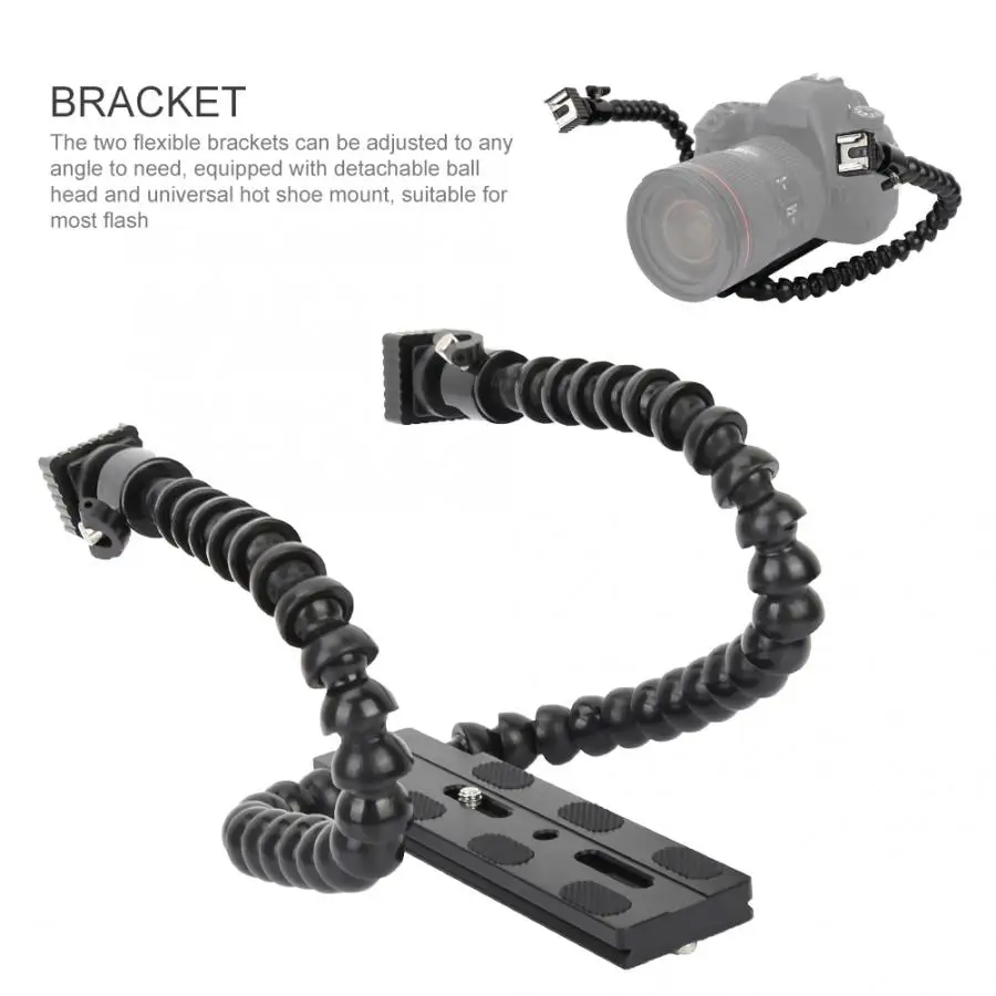 Universal 1/4'' Quick Release Plate Double-head Flash Bracket Removable Hot Shoe Mount for SLR Camera and Microphone
Universal 1/4'' Quick Release Plate Double-head Flash Bracket Removable Hot Shoe Mount for SLR Camera and Microphone