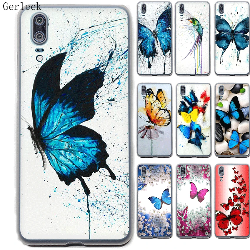 Фото Чехол Gerleek Blue Butterfly для Huawei Honor 6A 6C 7A Pro 7C 7X8X9 10 Lite Note 8C Play Cover - купить