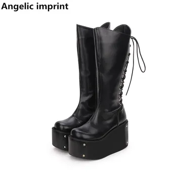 Angelic imprint handmade mori girl lady lolita punk Boots woman high heels pumps Women princess dress party shoes 33-47 10cm 
Angelic imprint handmade mori girl lady lolita punk Boots woman high heels pumps Women princess dress party shoes 33-47 10cm