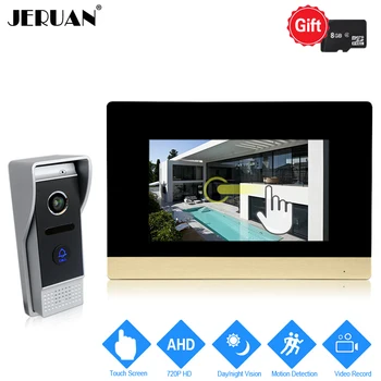 

JERUAN 720P AHD Motion Detection 7 inch Touch Screen Video Doorbell Intercom System Record Monitor +1.0MP HD 110 degree Camera