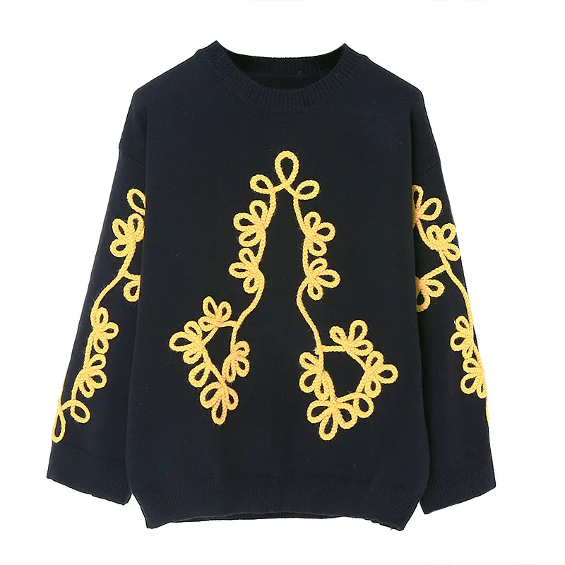 2018 Autumn Winter Women Sweaters Thick Luxury Embroidery Flowers Patchwork High Quality Loose Casual Tops Black Pullover Runway
2018 Autumn Winter Women Sweaters Thick Luxury Embroidery Flowers Patchwork High Quality Loose Casual Tops Black Pullover Runway