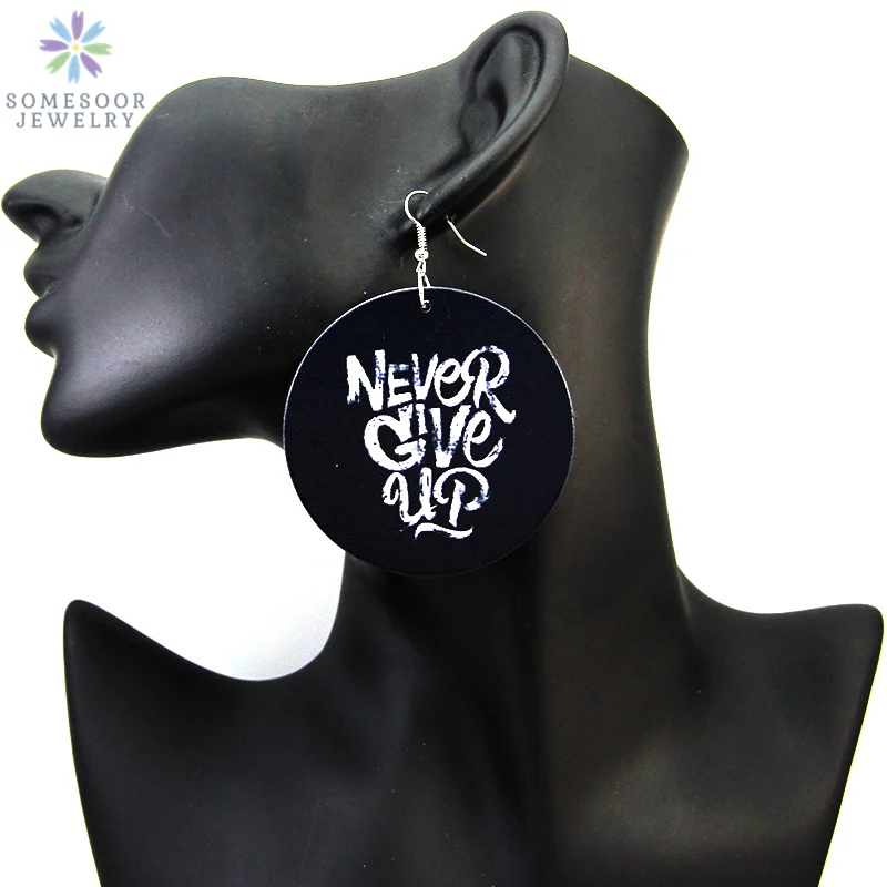 SOMESOOR Printed Black Sayings Natural Wooden Earrings African Women Pendant Ear Jewelry Never Give Up Words Party Accessory
SOMESOOR Printed Black Sayings Natural Wooden Earrings African Women Pendant Ear Jewelry Never Give Up Words Party Accessory