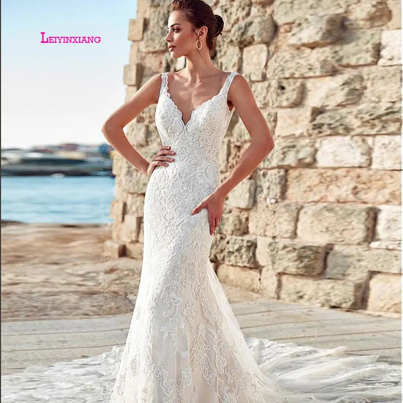 LEIYINXIANG Luxury New Arrival 2019 Wedding Dresses Vestidos De Noiva Sexy Mermaid Sleeveless Backless V-Neck Appliques Lace
LEIYINXIANG Luxury New Arrival 2019 Wedding Dresses Vestidos De Noiva Sexy Mermaid Sleeveless Backless V-Neck Appliques Lace