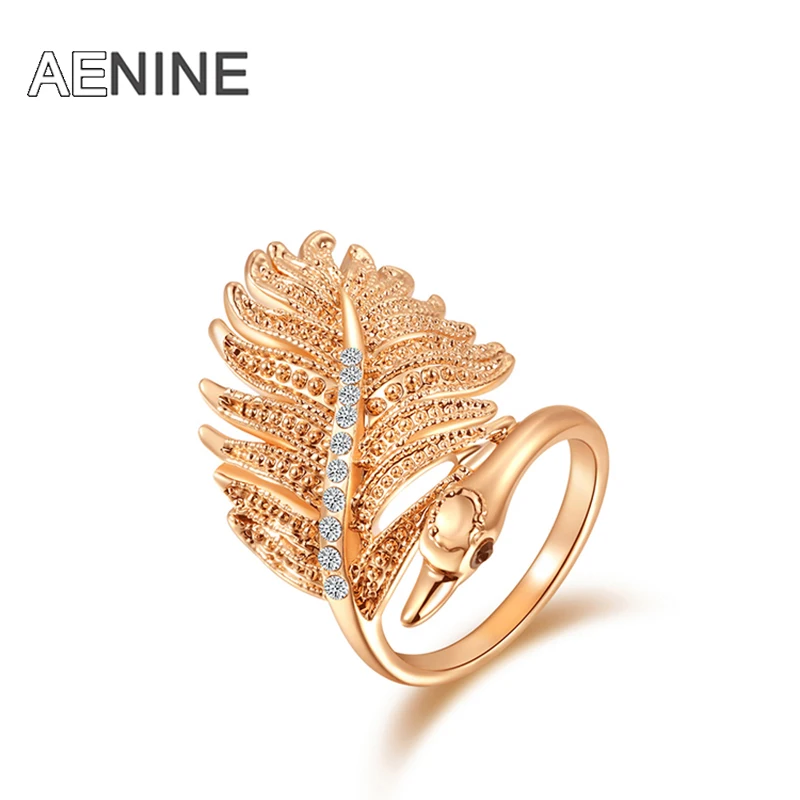 AENINE Fashion Rose Gold Color Animal Rings For Women Pave Setting CZ Crystal Peacock Wedding Rings Jewelry Anillos R150270183R
AENINE Fashion Rose Gold Color Animal Rings For Women Pave Setting CZ Crystal Peacock Wedding Rings Jewelry Anillos R150270183R