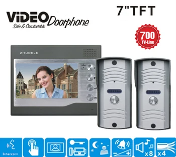 ZHUDELE Hot sale 7" LCD of 1 monitor speakerphone intercom color video door phone doorbell access control system and 2 IR Camera
ZHUDELE Hot sale 7" LCD of 1 monitor speakerphone intercom color video door phone doorbell access control system and 2 IR Camera