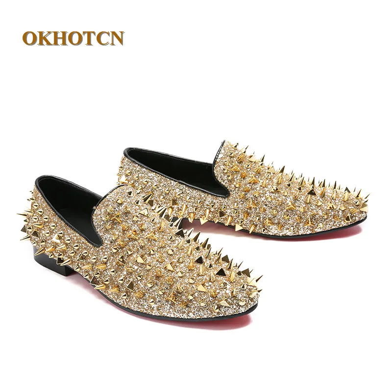 Fashion Mens Casual Leather Shoes Slip-on Customized Luxury Rivets Design Black Gold Studs Plus Size Brand Shoes Man Zapatillas
Fashion Mens Casual Leather Shoes Slip-on Customized Luxury Rivets Design Black Gold Studs Plus Size Brand Shoes Man Zapatillas