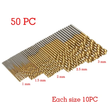 50Pcs/Set Twist Drill Bit Set Saw Set HSS High Steel Titanium Coated Drill Woodworking Wood Tool 1/1.5/2/2.5/3mmFor Metal
50Pcs/Set Twist Drill Bit Set Saw Set HSS High Steel Titanium Coated Drill Woodworking Wood Tool 1/1.5/2/2.5/3mmFor Metal