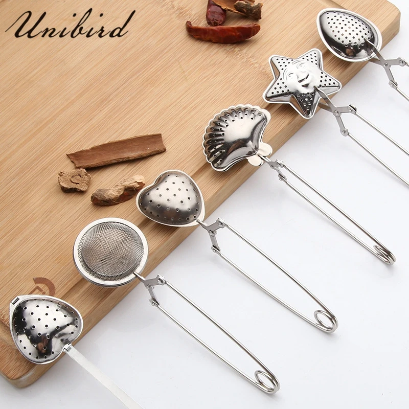 

Unibird 1pc Stainless Steel Tea Strainer Heart Shape Tea Spoon Seasoning Infuser Star Shell Oval Round Style Strainer Teaware