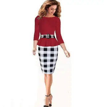 Women Autumn 2/6 Sleeve Vintage Rockabilly Patchwork Black White Checkered Pattern Work Wear Party Stretch Bodycon Wiggle Dress 
Women Autumn 2/6 Sleeve Vintage Rockabilly Patchwork Black White Checkered Pattern Work Wear Party Stretch Bodycon Wiggle Dress