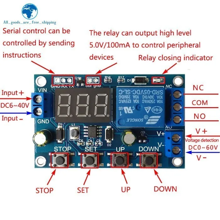 Battery Charge/Discharge Module Integrated Voltmeter Undervoltage/Overvoltage Protection Timing Charge/Discharge Communication
Battery Charge/Discharge Module Integrated Voltmeter Undervoltage/Overvoltage Protection Timing Charge/Discharge Communication